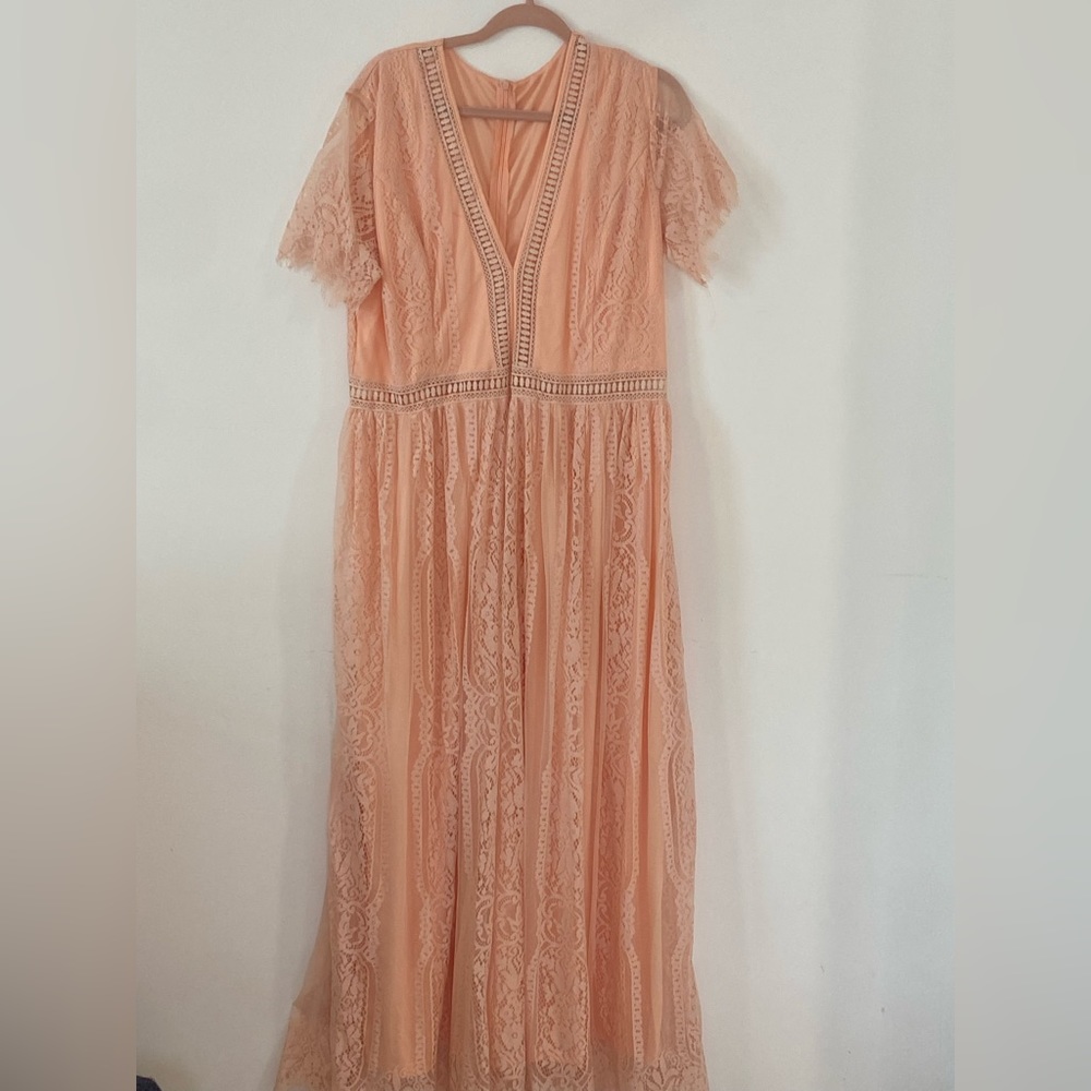 Maxi Peach Lace Dress